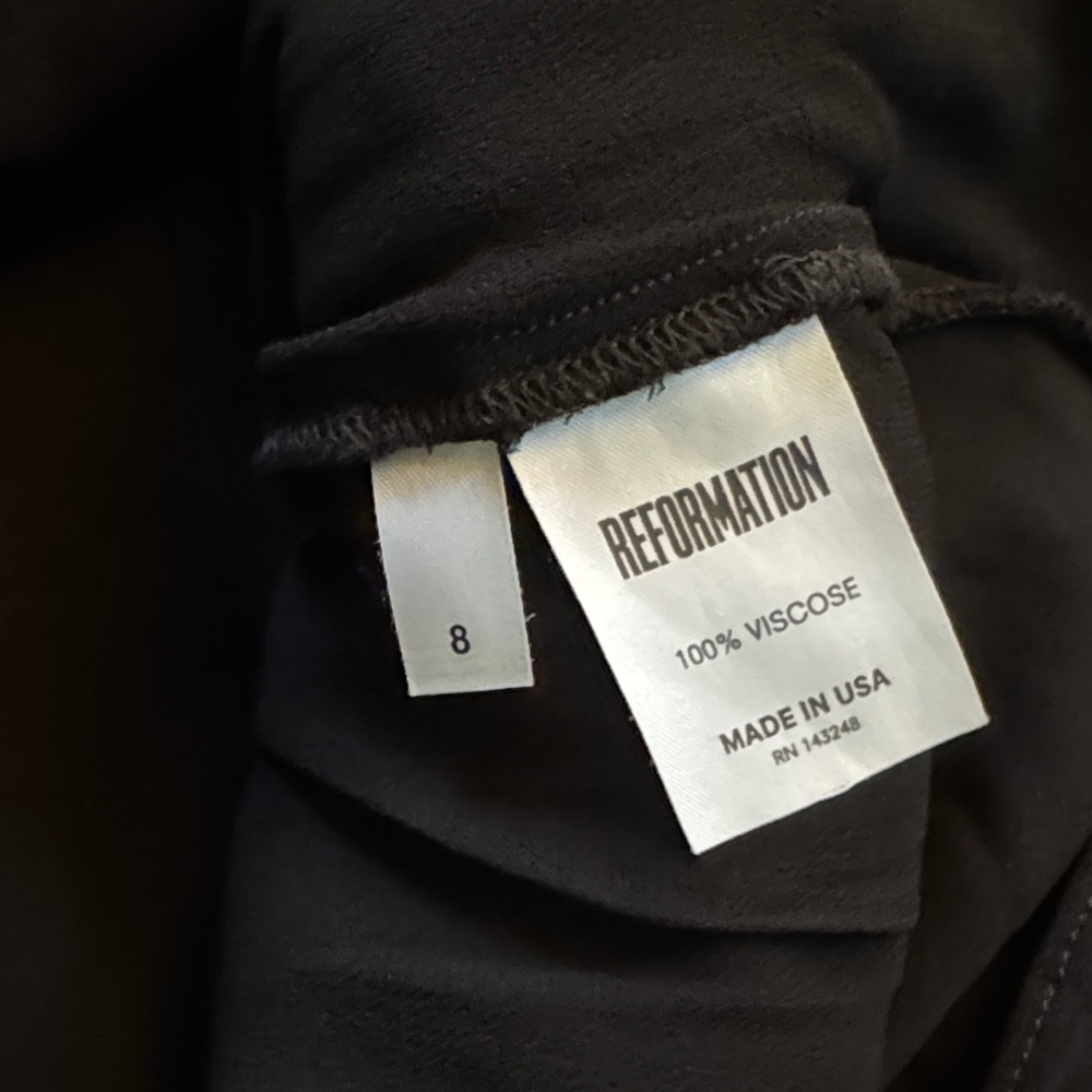 Reformation Black Backless Button-Down Dress with… - image 8